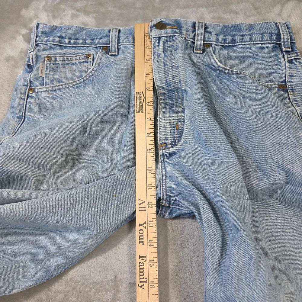 Vtg Carhartt B17 DST Relaxed Fit Jeans Mens 36x36 Light Wash Blue Denim Workwear